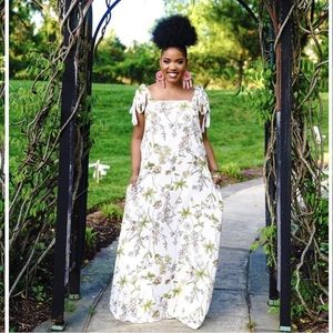 Beautiful white prints maxi dress S- XL